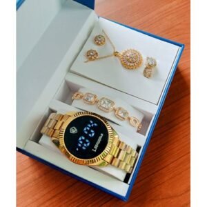 Share this product    Lookworld Super Trending & Sophisticated Tourch Screen Set Of Ladies Wristwatch/Jewery Set/Bracelet/Ring